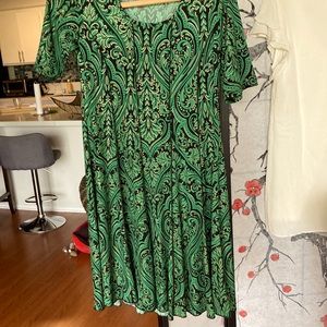 Brand new never worn black, green n gold pattern
